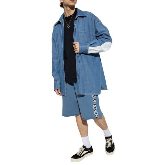 NWT MM6 Maison Margiela Blue Denim Shirt Contrast Oversized Size Small - Picture 1 of 14